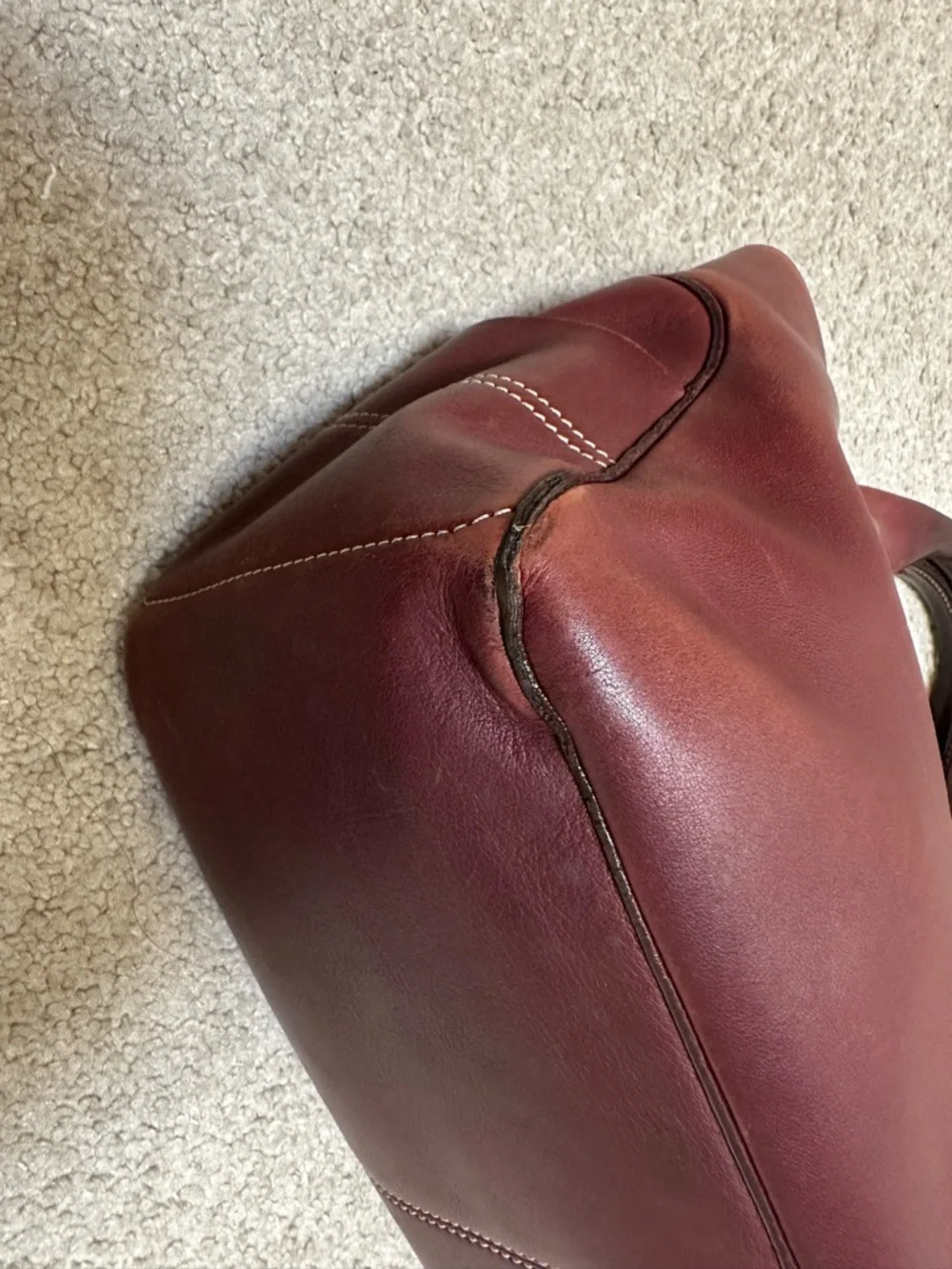 Authentic Celine Burgundy Leather Satchel with Bonus Long Wallet - Picture 8 of 16